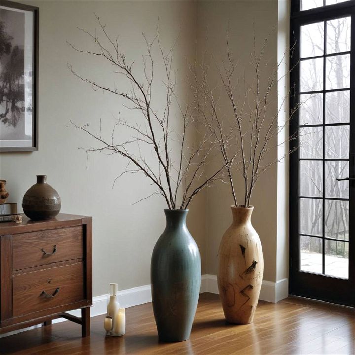 floor vase with natural branches and twigs