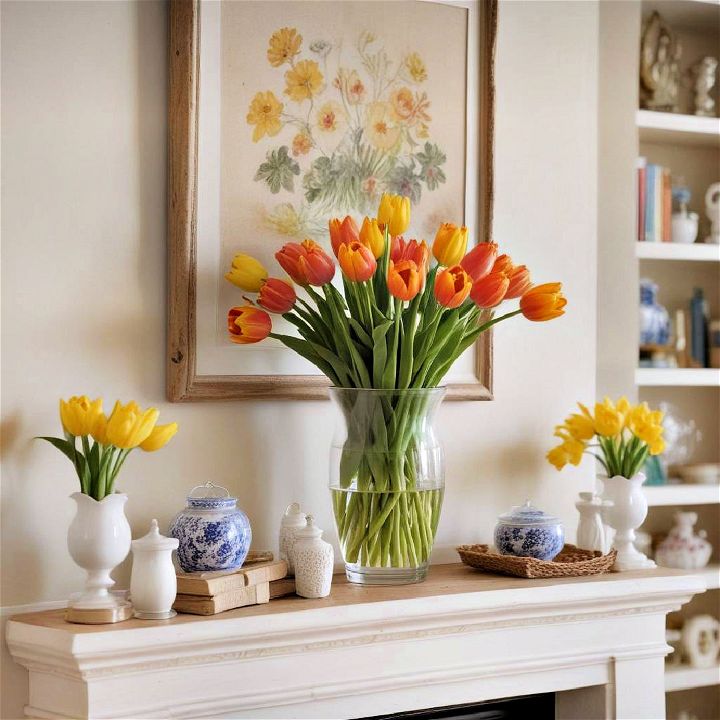 floral arrangements for spring mantel decor