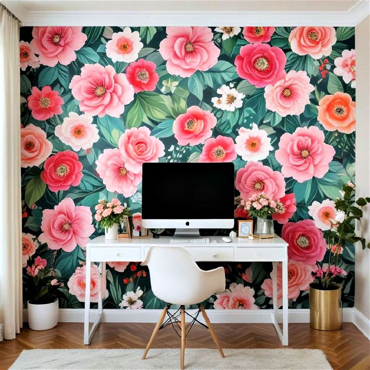 floral wall murals for home office