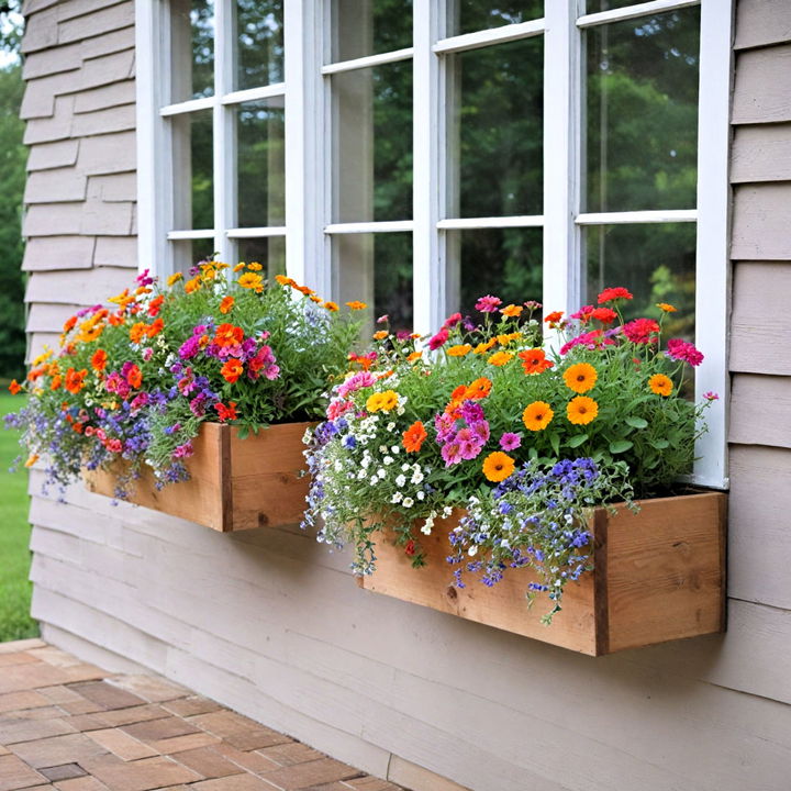 flower window boxes to add color