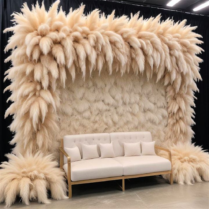 fluffy pampas backdrop wall for events
