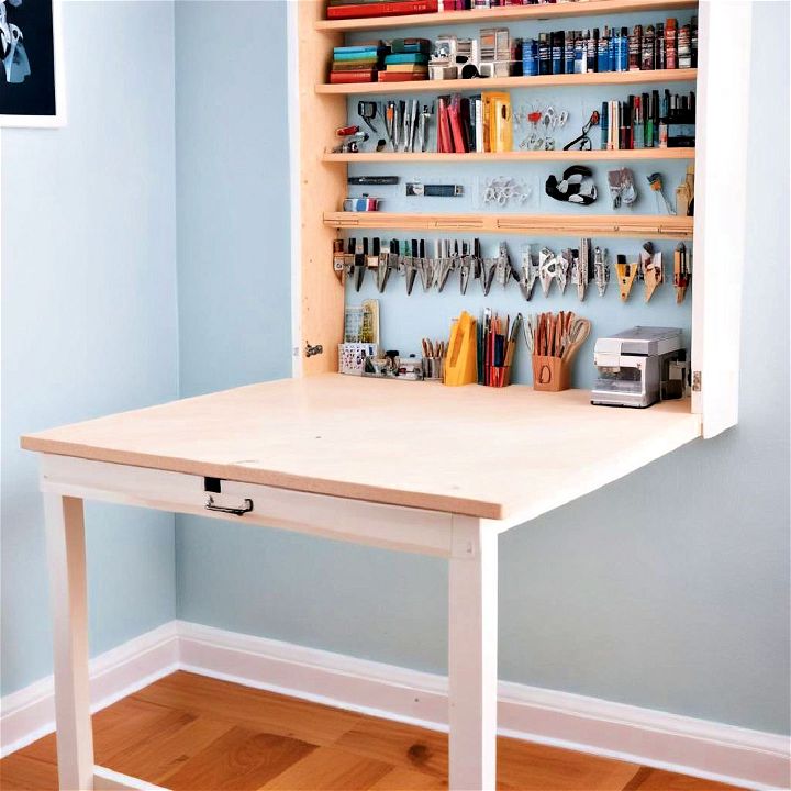 fold down workstation for a space saving