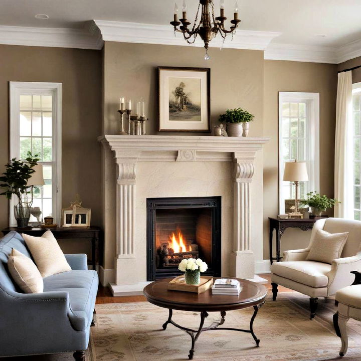 formal living room fireplace