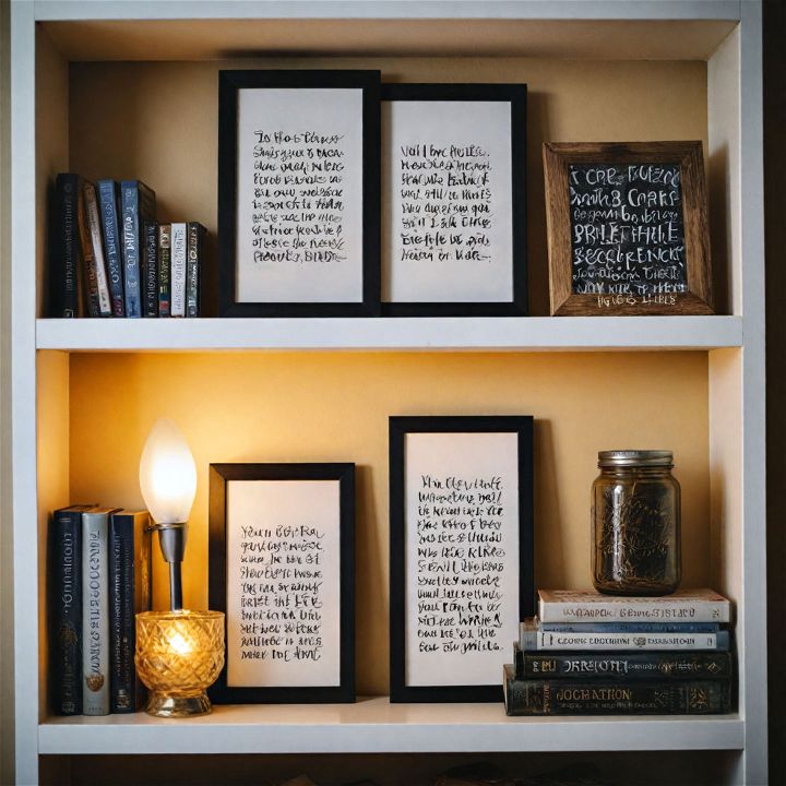 framed quotes shelves