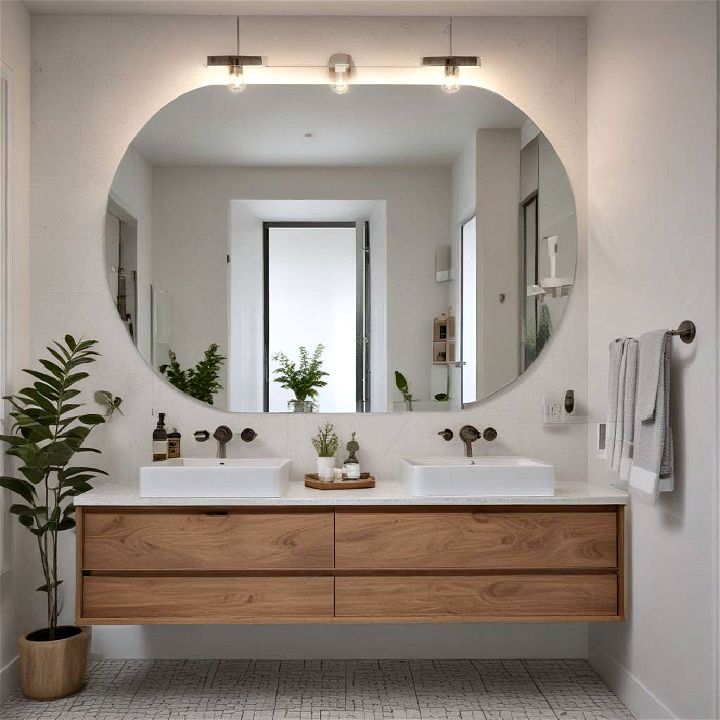frameless mirror for mid century modern bathroom