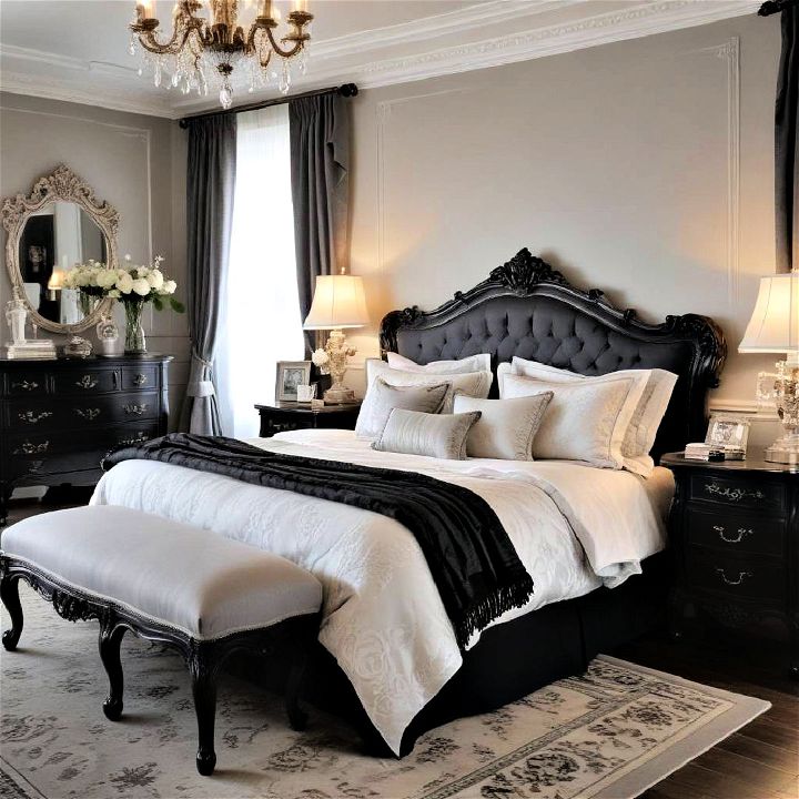 french provincial elegance black bedroom
