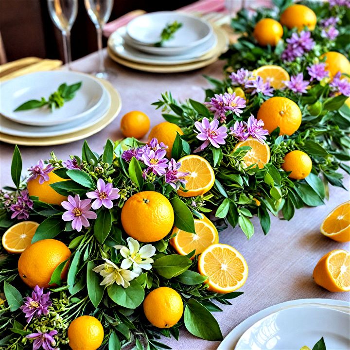 fresh citrus garland centerpiece