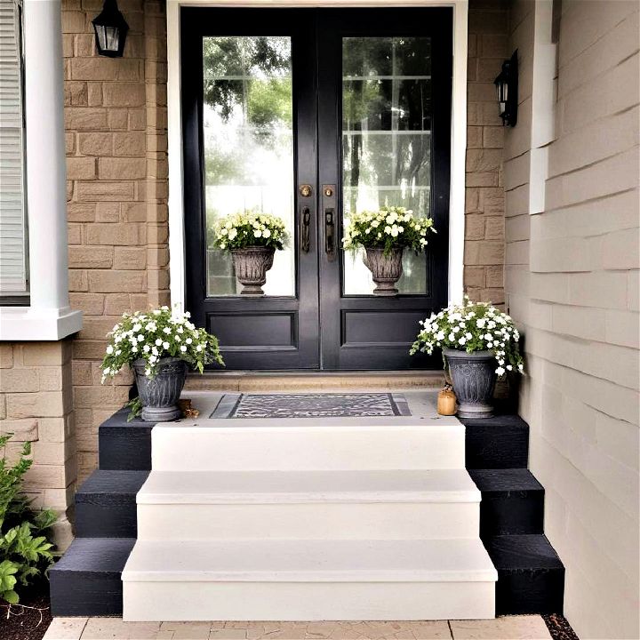 front steps with textured paint