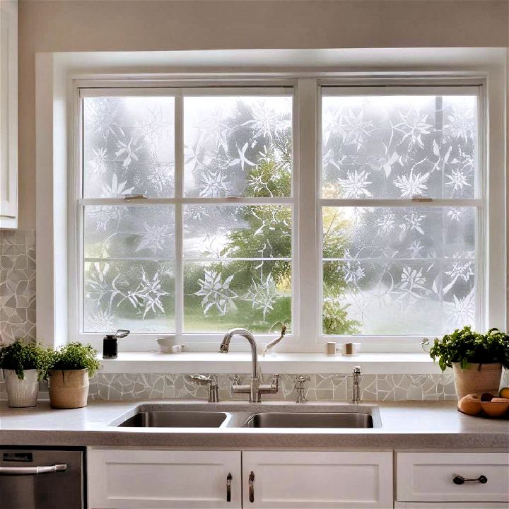 frosted patterned kitchen windows for subtle privacy