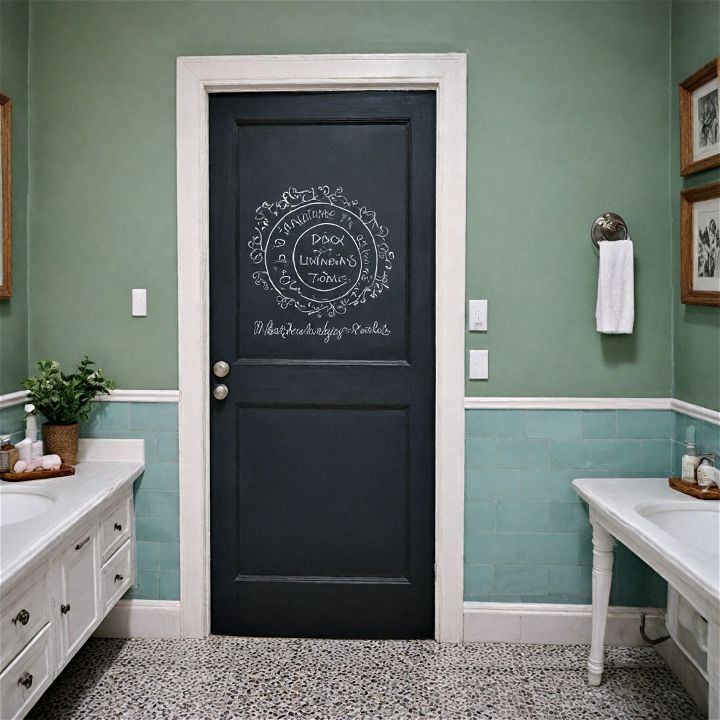 fun bathroom chalkboard door