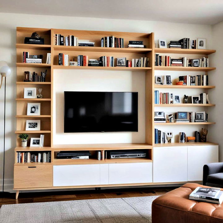 stylish dual purpose bookshelf integration