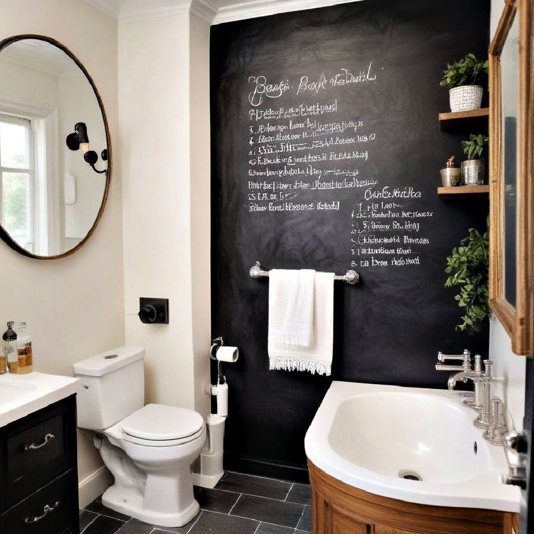 functional bathroom chalkboard wall