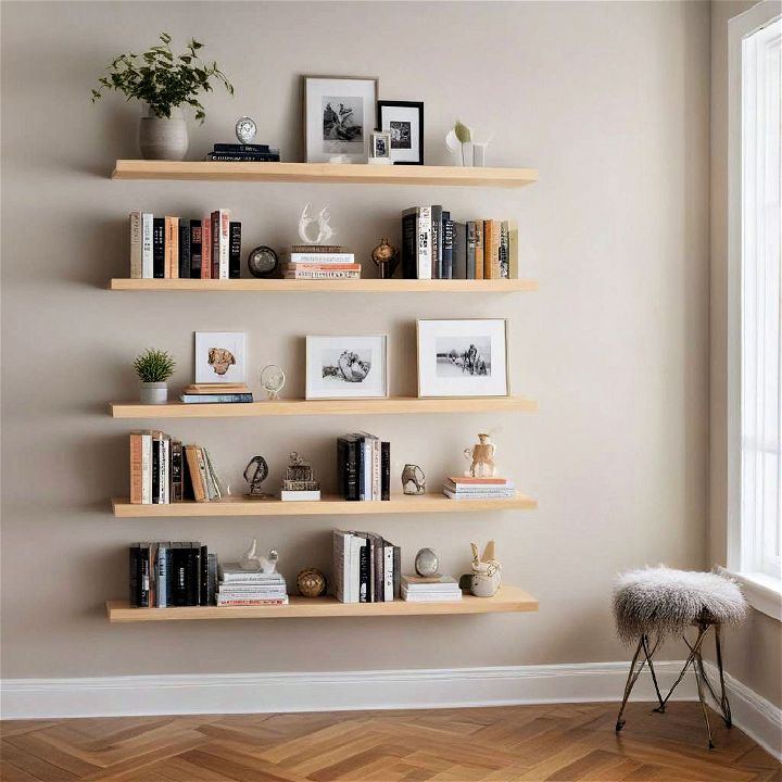 functional floating bookshelves