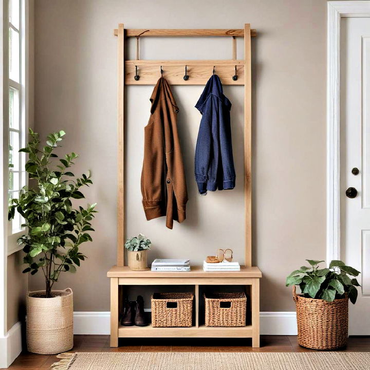 functional handcrafted coat stand for mudroom