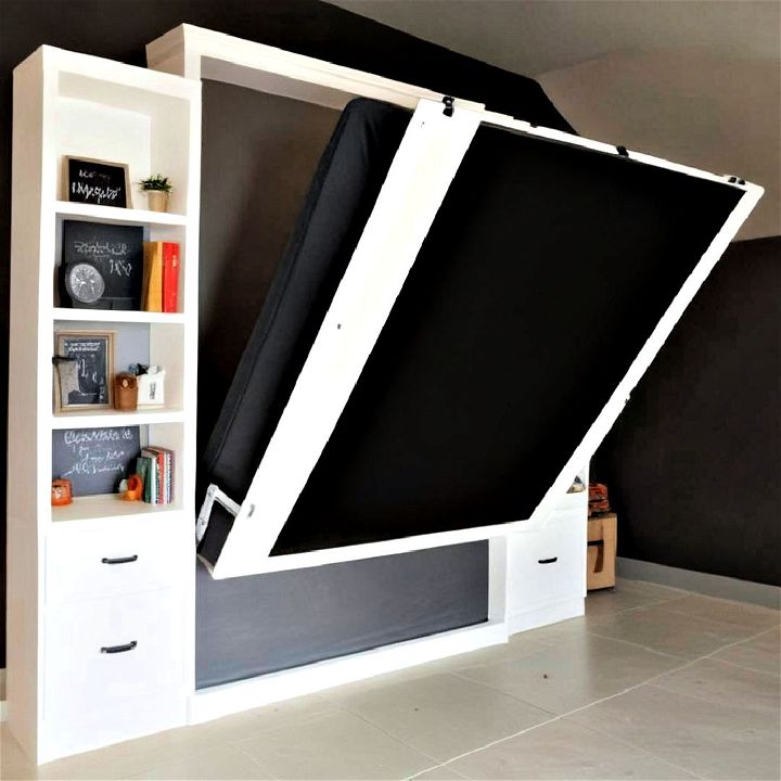 functional murphy bed with chalkboard design