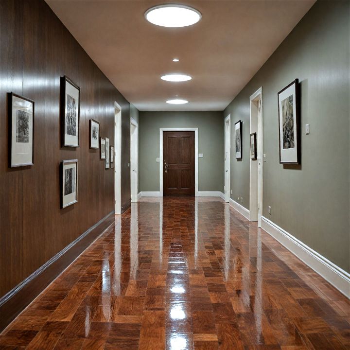 functional reflective flooring for narrow hallway