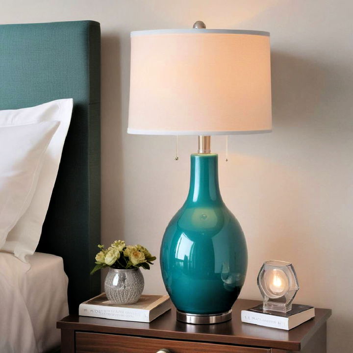 functional teal bedside lamp