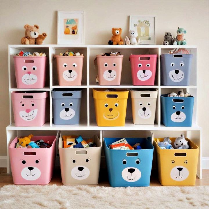 functional themed storage bins for toddler