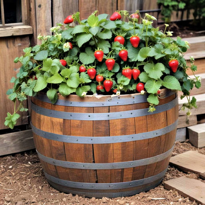 functional wine barrel planter