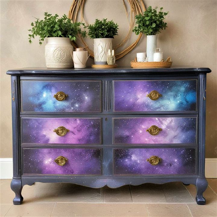 galaxy painted dresser for a child s room