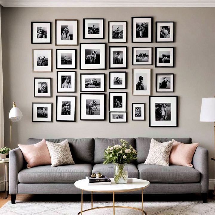 gallery wall for grey couch living room