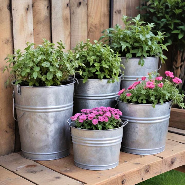 galvanized metal buckets planters