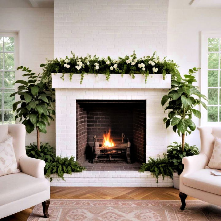 garden inspired fireplace