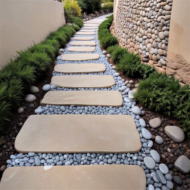 garden pebbles walkway