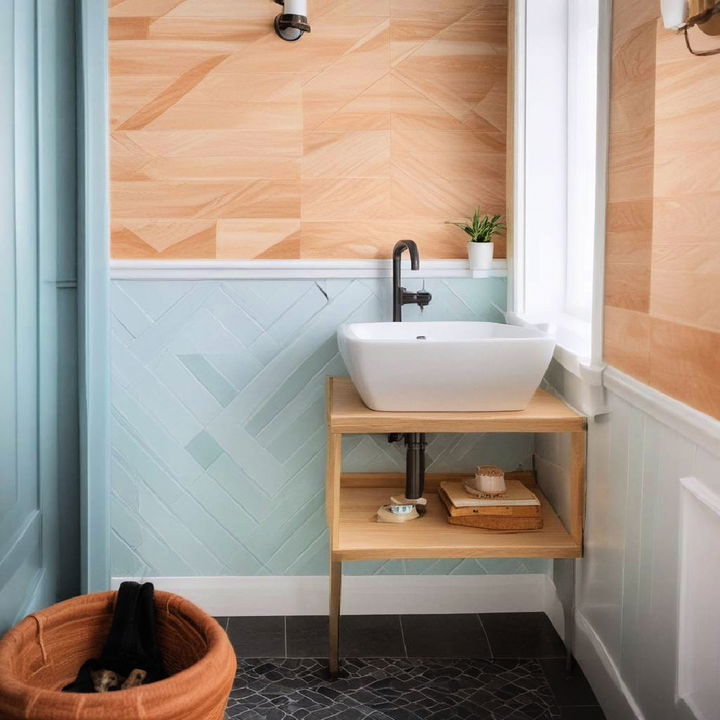 geometric bathroom paneling