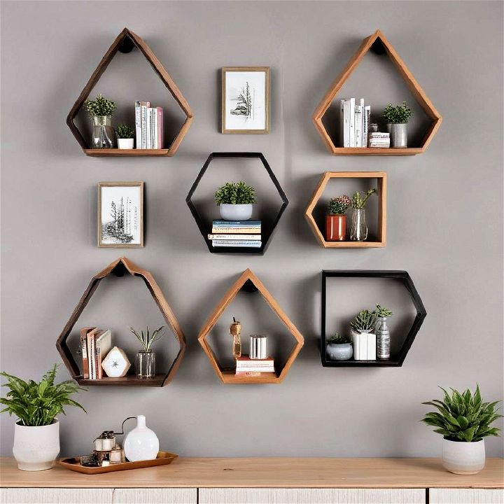 geometric floating shelves