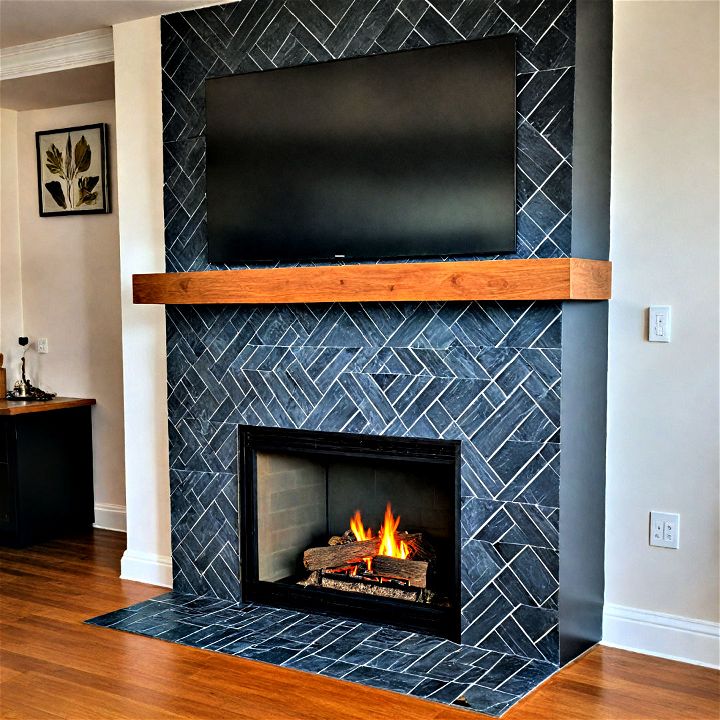 geometric modern black fireplace