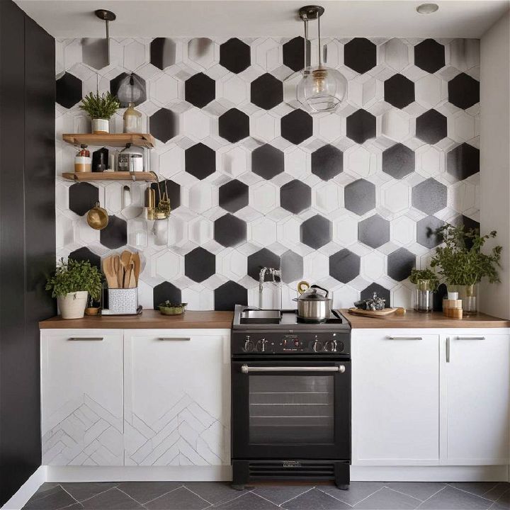 geometric pattern for black and white kitchen