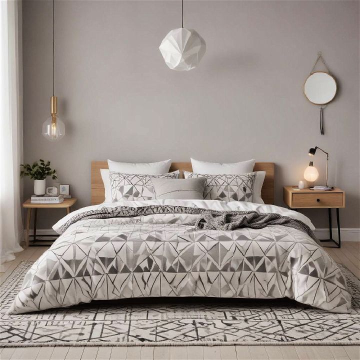 geometric patterns for scandinavian bedroom