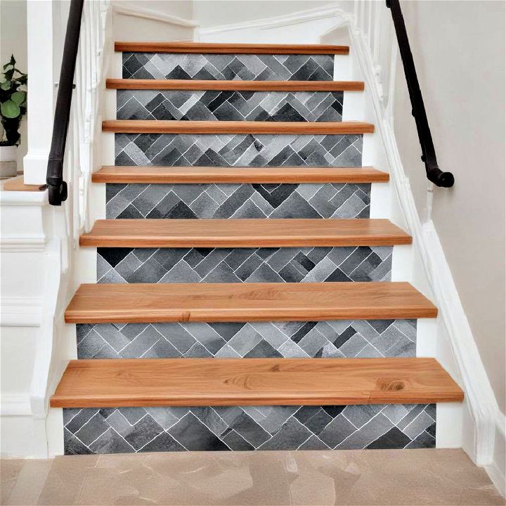 geometric stair riser pattern