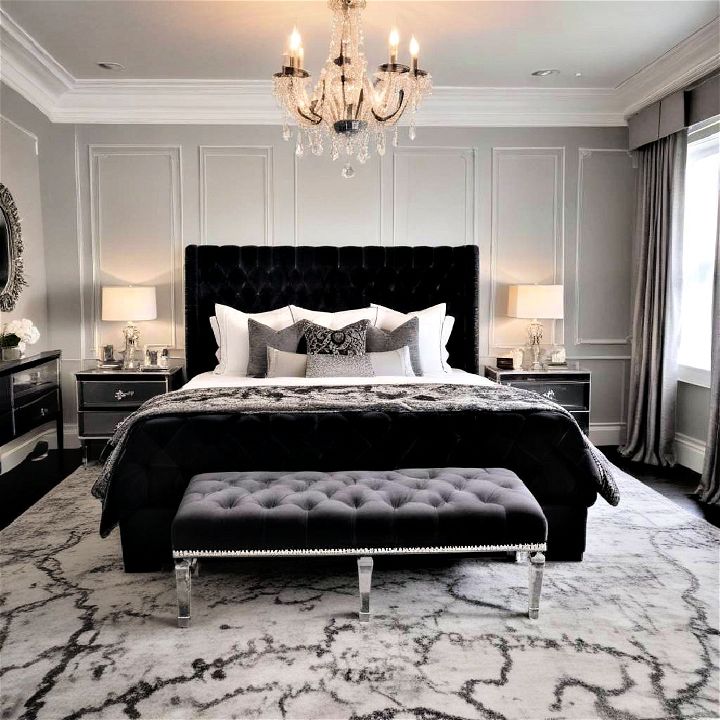 glamorous ensemble black and grey bedroom