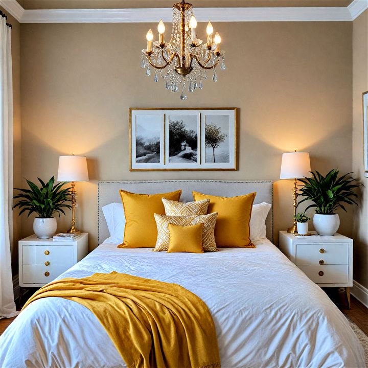 golden accents yellow bedroom