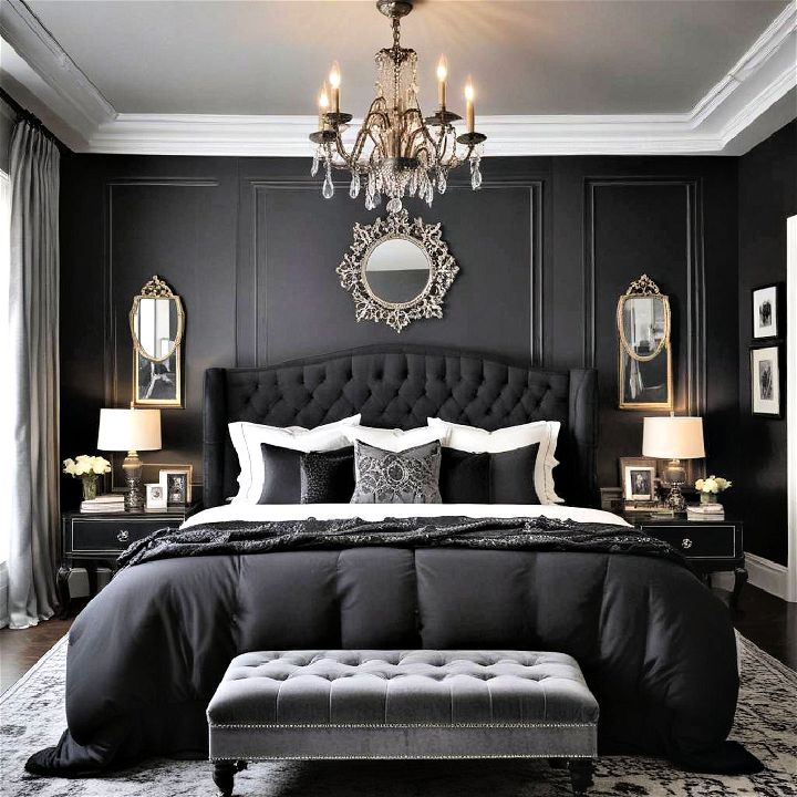 gothic glam black and grey bedroom