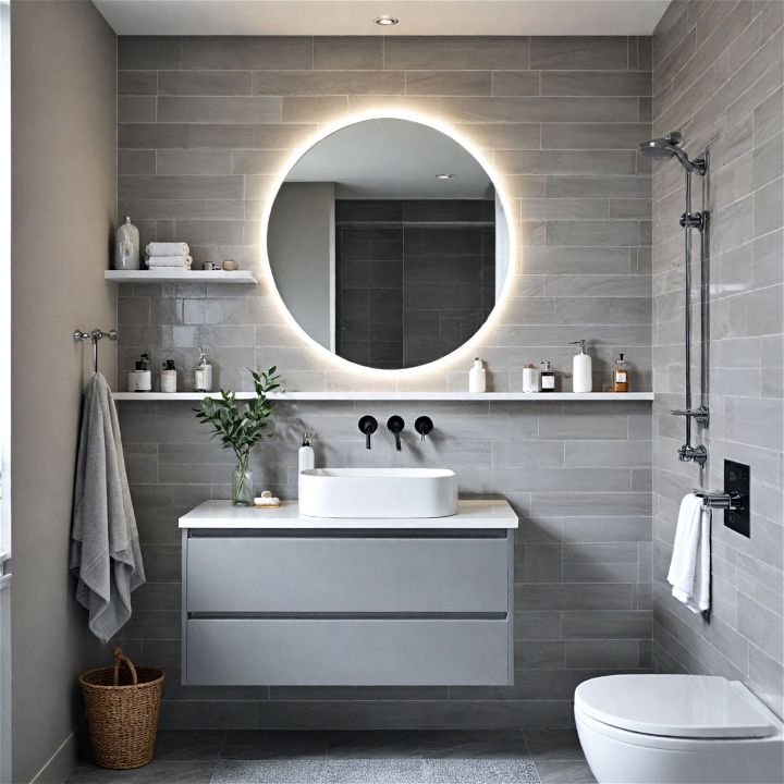 grey and white clean lines bathroom