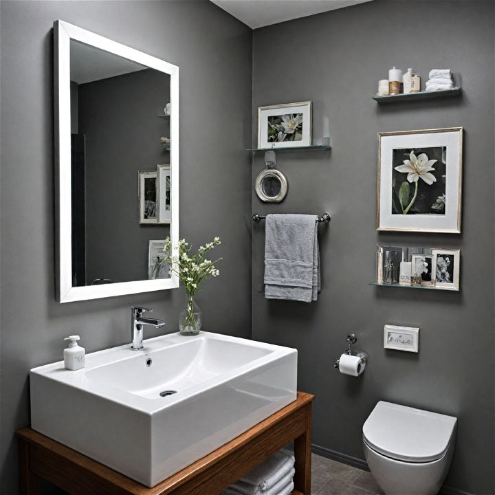grey and white decorative mirror