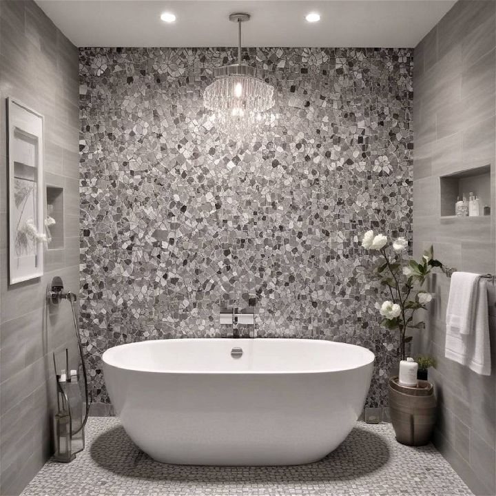 grey and white mosaic bathroom