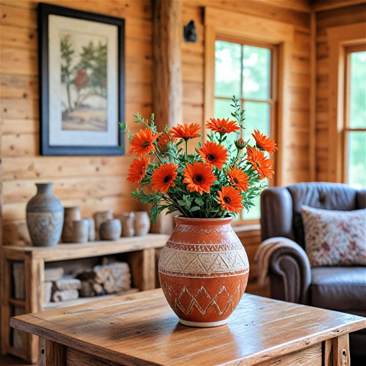 handcrafted vase for log cabin decor