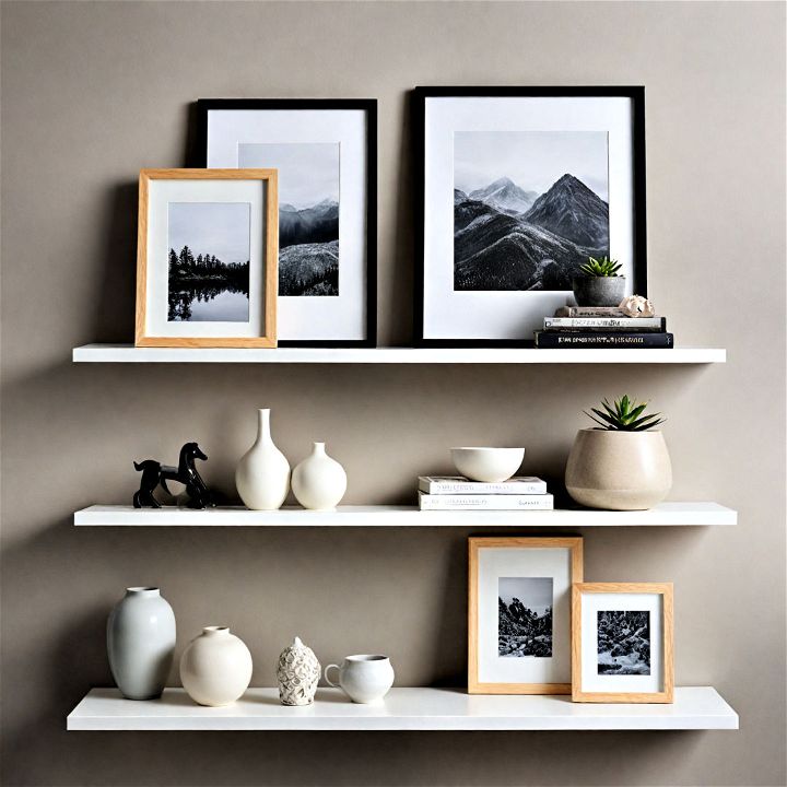 hang minimalist shelving to display