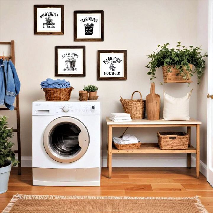 hang rustic wall art for laundry room