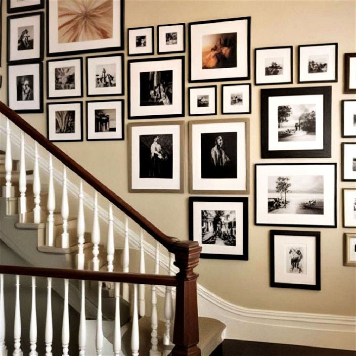 hanging artwork staircase wall