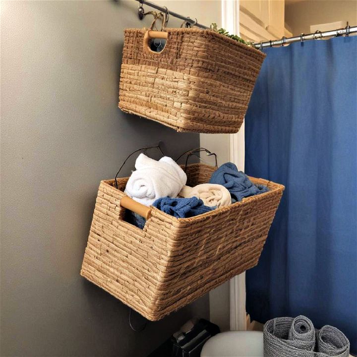 hanging baskets for towel storage