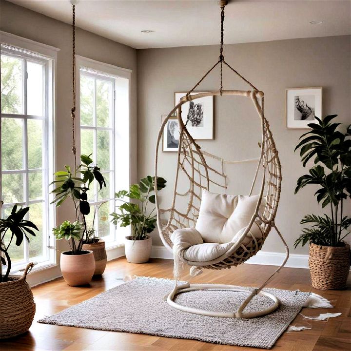 hanging chairs or swings to relax and read