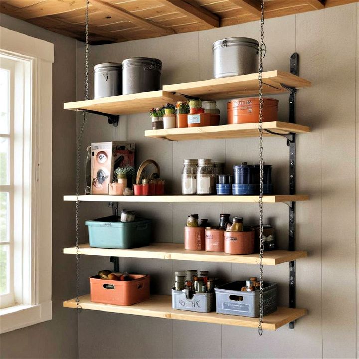 hanging shed shelving for less used items