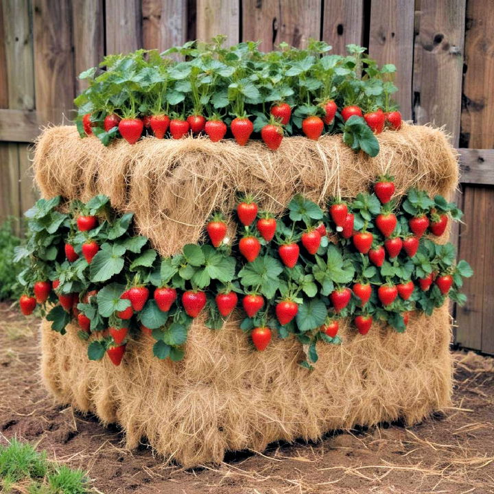 hay bale planter to add rustic charm