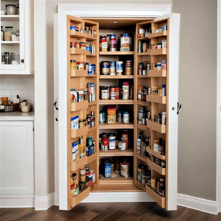 hidden compartments to corner pantry