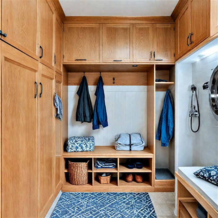 hidden storage mudroom laundry room